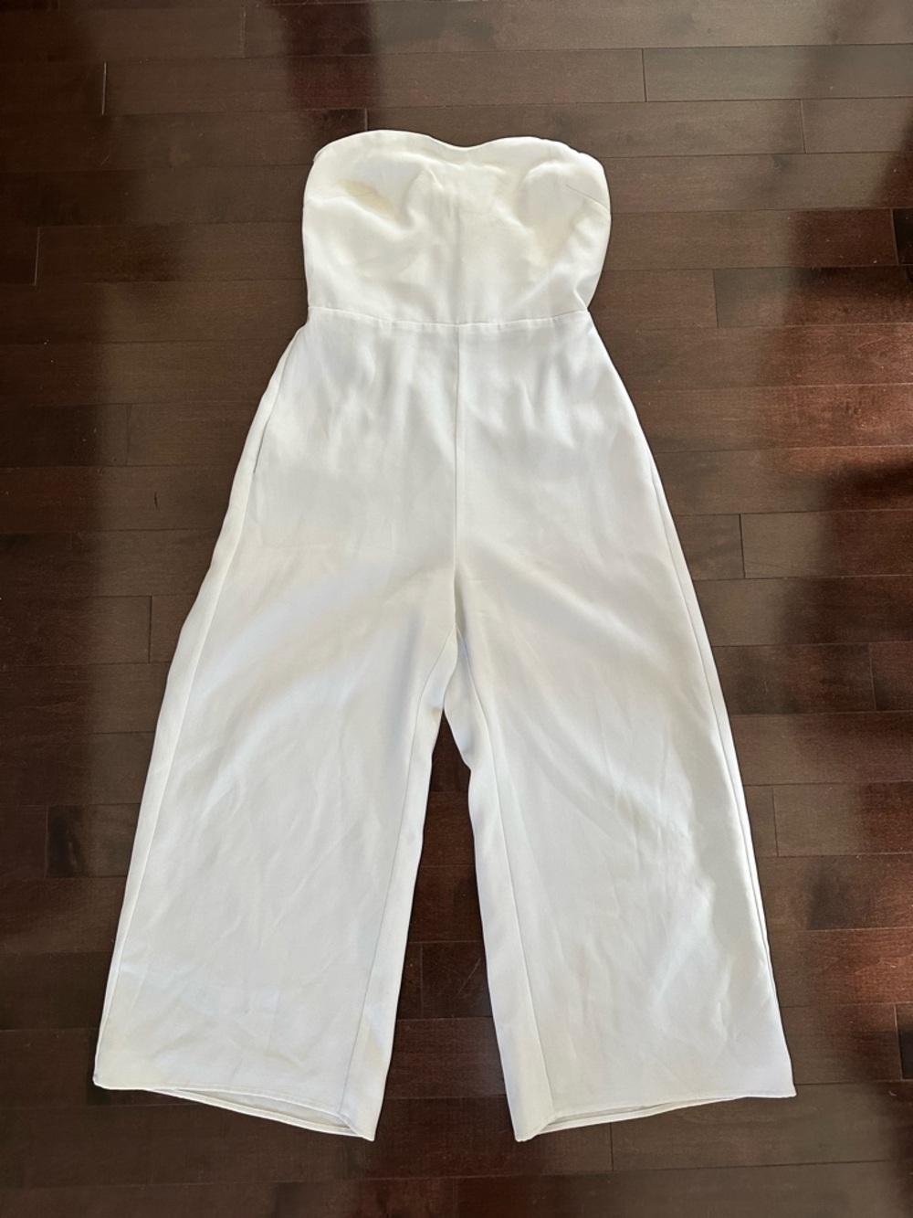 Babaton Strapless White Wide-Leg Jumpsuit